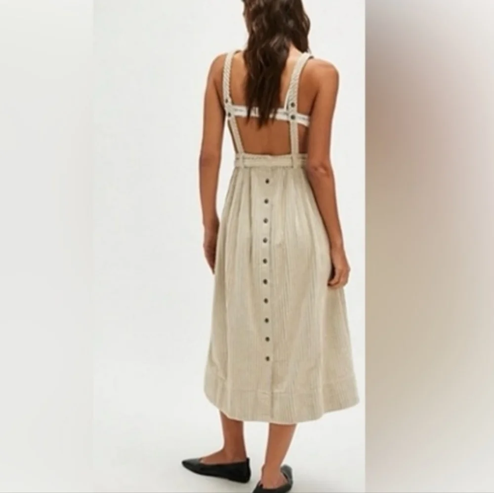 NWOT Free People The Other Side Corduroy Striped Midi Dress Size 0 - Picture 2 of 8